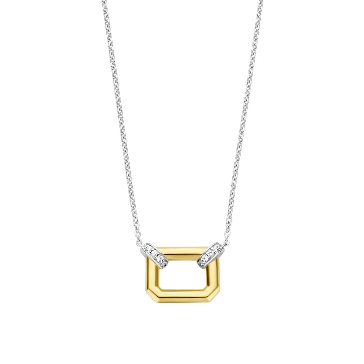 TI SENTO Dames Ketting - 925 zilver - Zirkonia met geel verguld - Maat 42 - 34027ZY