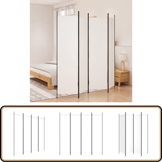 vidaXL Kamerscherm 4 panelen 200x200 cm wit Kamerscherm - Privacy Screen - Wandafscheider - Room Divider - Vitrage