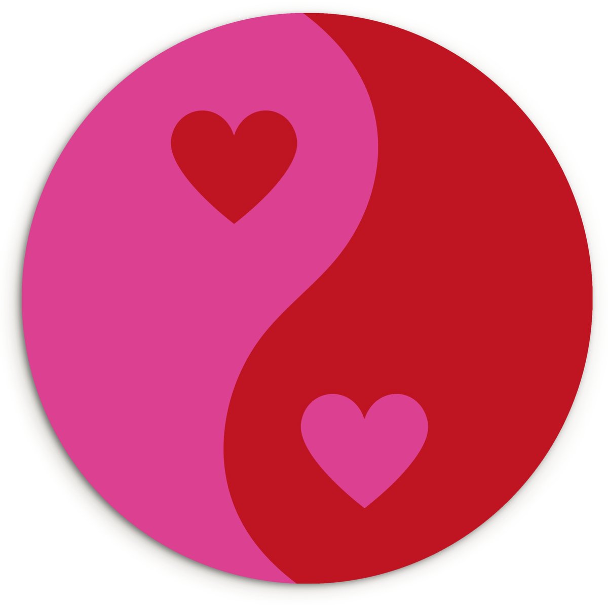 WallCircle Wandcirkel 90x90 cm - Muurcirkel Minimalistisch - Rood - Roze - Hartjes - Muurdecoratie woonkamer - Wanddecoratie slaapkamer - Kamer decoratie accessoires - Ronde schilderijen