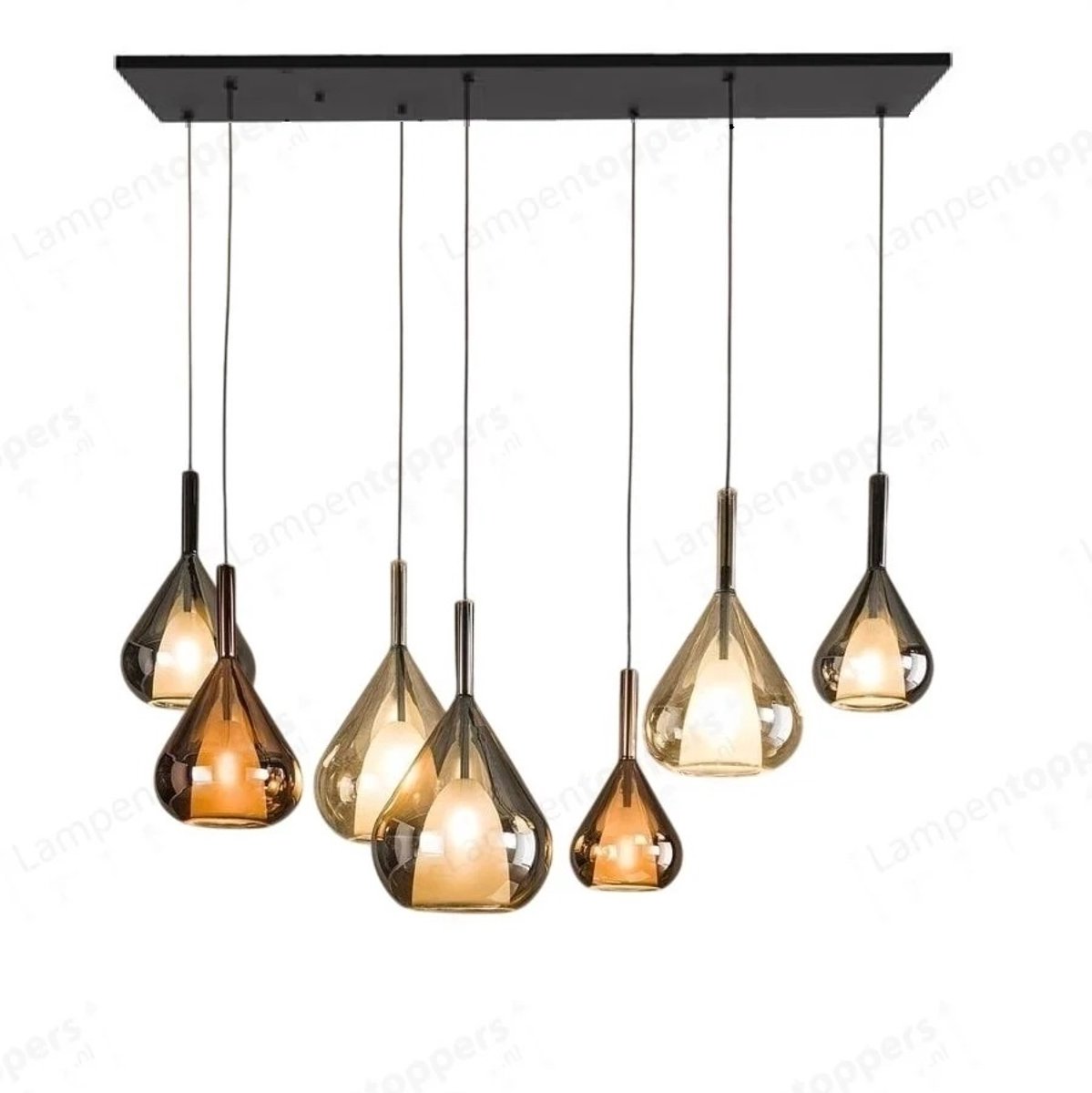 Hanglamp Wings Zwart Mix Glass 7 Lichts 120 x 40cm