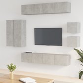 The Living Store Televisiemeubelset - betongrijs - 4x 80 x 30 x 30 cm - 2x 30.5 x 30 x 90 cm - 2x 30.5 x 30 x 30 cm