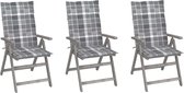 The Living Store Armstoelen - Acaciahout met Greywash afwerking - Verstelbaar in 5 standen - Incl - kussens - Afmetingen stoel- 56x70x110 cm - The Living Store