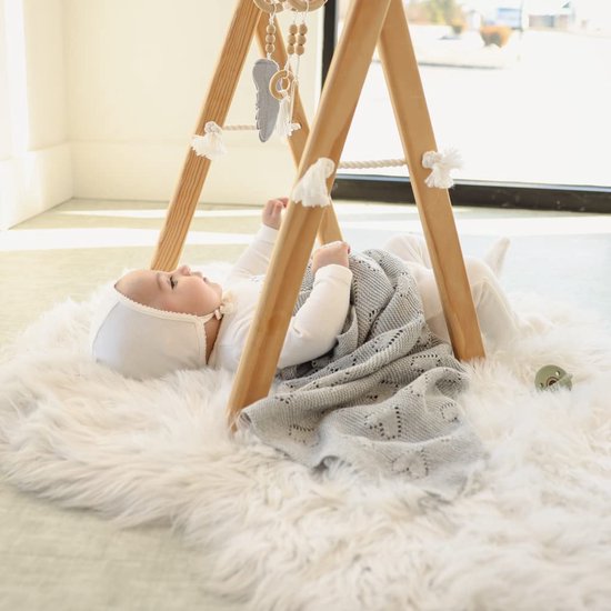 mimixiong Babydeken, zachte lichtgewicht gebreide deken, kinderwagen, reisdeken, Moses mand, babydekens voor pasgeborenen, baby's, jongens, meisjes, 100 x 80 cm, beige