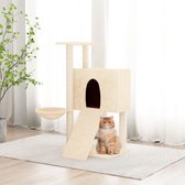 The Living Store Kattenmeubel met sisal krabpalen 96 cm crèmekleurig - Krabpaal
