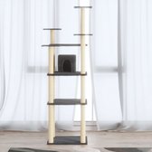 The Living Store Kattenboom - donkergrijs - 60.5 x 60.5 x 171 cm - Met huisje - krabpalen en platformen - Montage vereist