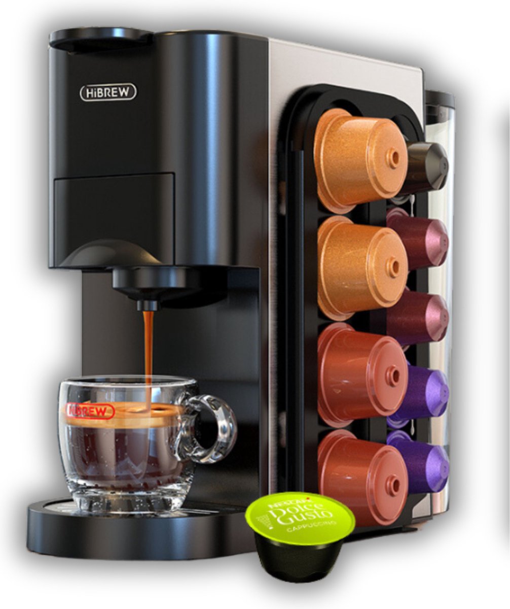 HiBREW Machine à Café Cafetière Multi Capsules 5 en 1 Froide et Chaude 19  Bars