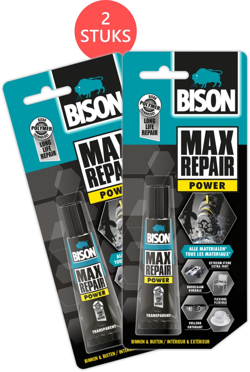 Bison max repair power - 2 stuks - extreem sterk - waterbestendig - 8 gram