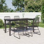 The Living Store Tuinmeubelset - PVC Rattan - Tafel- 160 x 80 x 74 cm - Stoel- 58 x 59 x 85.5 cm