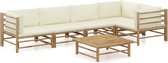The Living Store Bamboe Lounge - Mobilier de jardin - Dimensions - 65 x 70 x 60 cm - kussen blanc crème - Matière - Bamboe - Assemblage requis