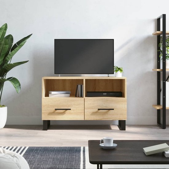 The Living Store Meuble TV Chêne Sonoma - 80 x 36 x 50 cm - Meuble TV avec  espace de... | bol.com