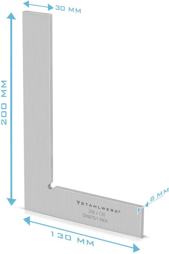 STAHLWERK carré 90° jeu de 6 angles de contrôle DIN 875/1 / angle de serrurier / angle d'arrêt / angle de précision en acier inoxydable