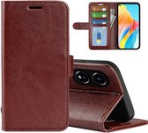 Oppo A78 (5G) Hoesje - MobyDefend Wallet Book Case (Sluiting Achterkant) - Bruin - GSM Hoesje - Telefoonhoesje Geschikt Voor Oppo A78