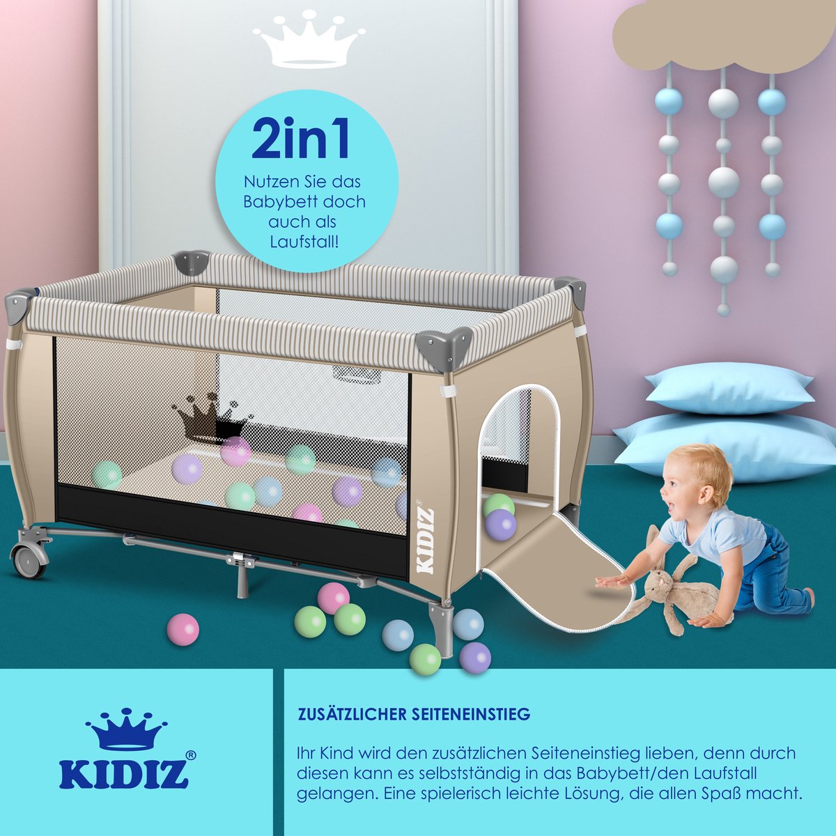 KIDIZ 3-in-1 Reisbedje thumbnail 2