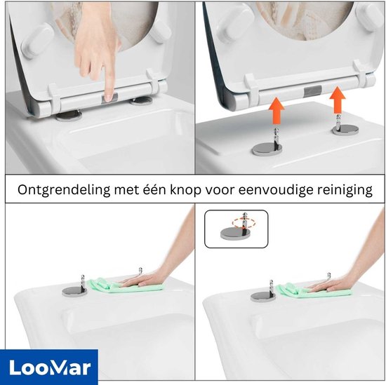 WOLTU Toiletbril Wc-deksel Toiletdeksel in MDF met softclose scharnier,Toiletzitting WC bril antibacterieel,WS2689