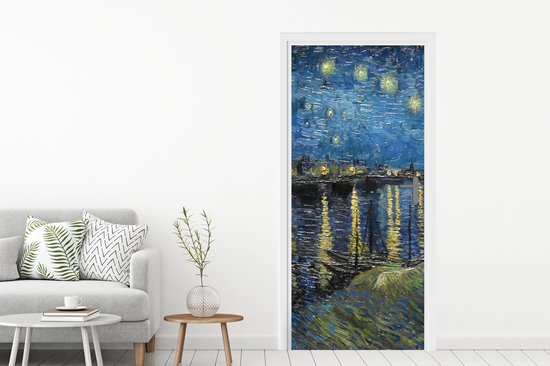 Sticker de porte Nuit étoilée sur le Rhône - Van Gogh - Art - 80x205 cm - Poster de porte