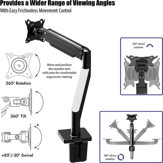 monTEK Monitor Houder voor 17-45 inch Schermen, Monitor Arm houdt 1-16