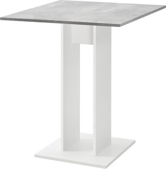 Design Eettafel Dora - Vierkant - 65x65x78 cm - Betonlook en Wit - Spaanplaat - Modern Design