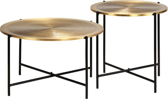 The Living Store Ensemble de table en MDF recouvert de laiton 2 pièces - Table