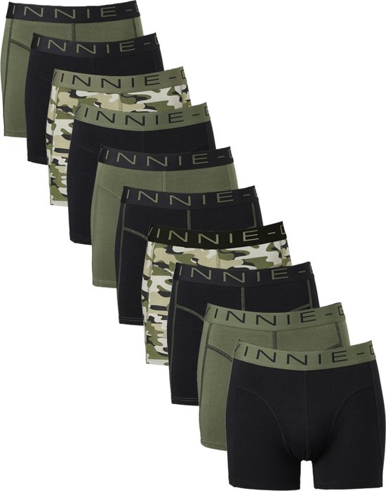 Vinnie-G Boxers Value Pack - 10 pièces - Noir/Vert forêt - Taille L - Sous-vêtements pour hommes - Geen étiquettes irritantes - Sous-vêtements pour hommes en Katoen