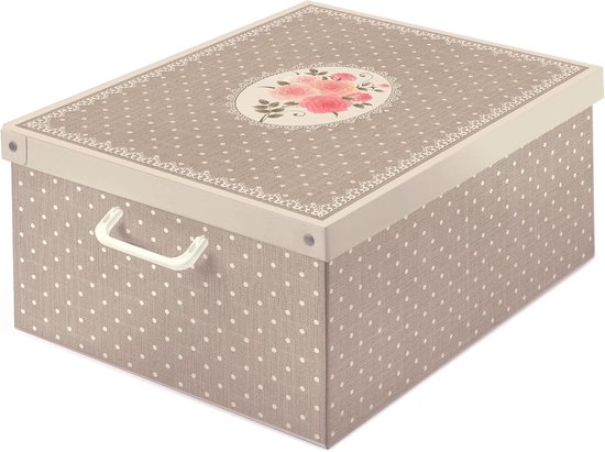 Boîte de rangement décorative en carton avec poignées et couvercle, Multi,  taille 50 x... | bol