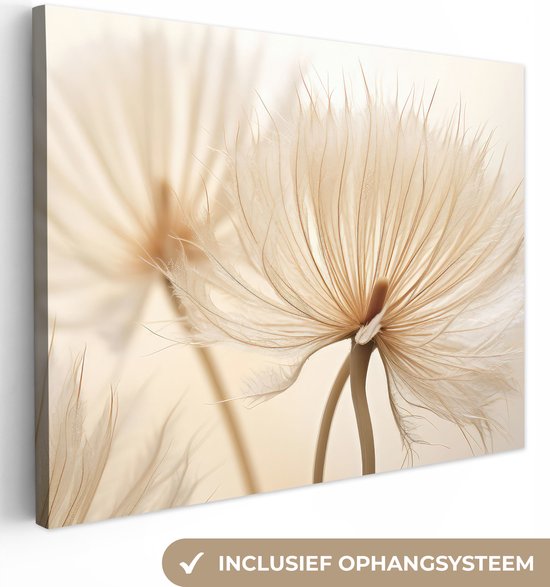 Canvas schilderij 120x90 cm - Wanddecoratie Bloemen - Beige - Natuur - Muurdecoratie woonkamer - Slaapkamer decoratie - Kamer accessoires - Schilderijen op canvas