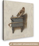 Canvas Schilderij Puttertje - Oude Meester - Carel Fabritius - 20x20 cm - Wanddecoratie