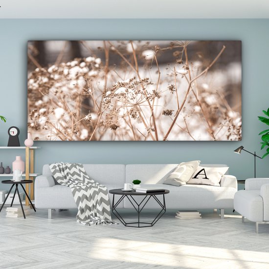 Peinture sur toile 160x80 cm - Décoration murale Fleurs séchées - Wit - Plantes - Décoration murale murale salon - Décoration chambre - Accessoires de chambre - Peintures