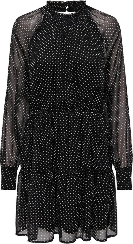 Onlisabella Ls String Top Black Aop White Dot