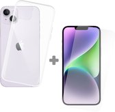 Cazy Soft TPU Hoesje + Tempered Glass Protector geschikt voor iPhone 15 Plus - Transparant
