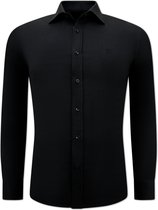 Formele Oxford Business Overhemd Heren -Slim Fit Stretch - Zwart