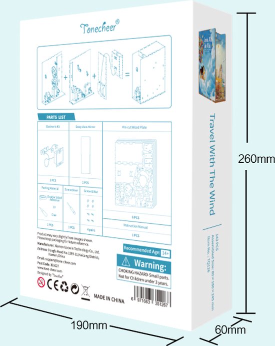 Tonecheer Book Nook : Voyagez avec le vent | Casse-tête 3D en bois | Éclairé | Capteur | Maison miniature DIY | TQ126