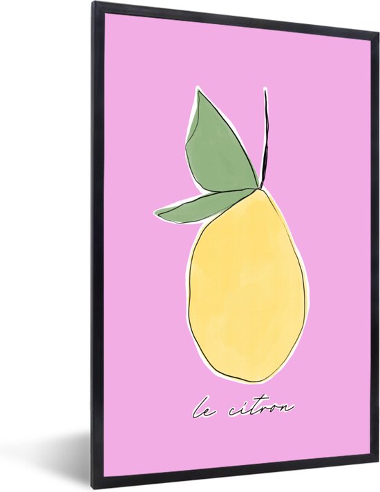 Fotolijst incl. Poster - Citroen - Fruit - Pastel - 60x90 cm - Posterlijst
