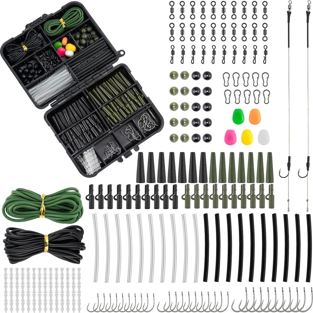 Karpf, vissen, tackle, flipcase, 219 stuks, Rigs veiligheidsclips, draaibaar, mais tube accessoires, joblolock