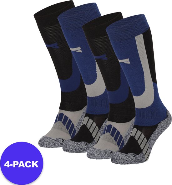 Xtreme - Chaussettes de ski unisexes - Paquet de 4 - Multi Blauw - Taille 42/45 - Chaussettes de ski femme - Chaussettes de ski homme