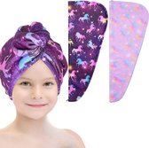 Set van 2 microvezel haartulband haardrooghanddoek met knopen, tulbandhanddoek voor sneldrogend haar