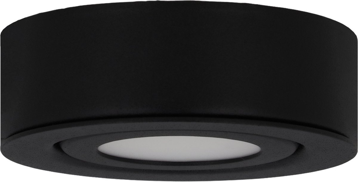 Ledinbouwspotsleds.nl LED opbouwspot Zwart Dimbaar 3 Watt 2700K Extra Warm Wit IP44 (Stof en spatwaterdicht) Lichthoek 90 graden