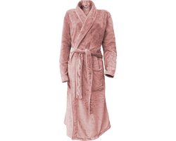LINNICK Flanel Fleece Uni Badjas - Rose - XL - Badjas Dames - Badjas Heren