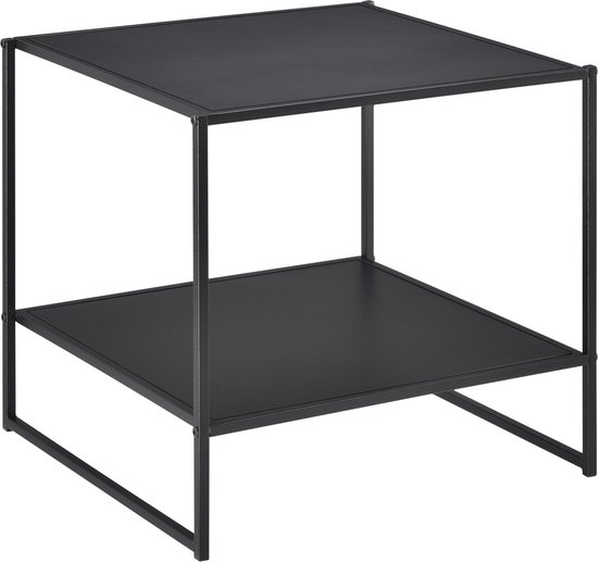 Bijzettafel Acacia - Met Plank - Metaal - 51x53x51 cm - Zwart - Modern Design