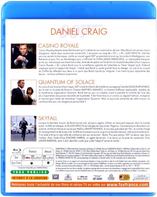 James Bond 007 Daniel Craig Trilogy: Casino Royale / Quantum of Solace / Skyfall [3xBlu-Ray] - 