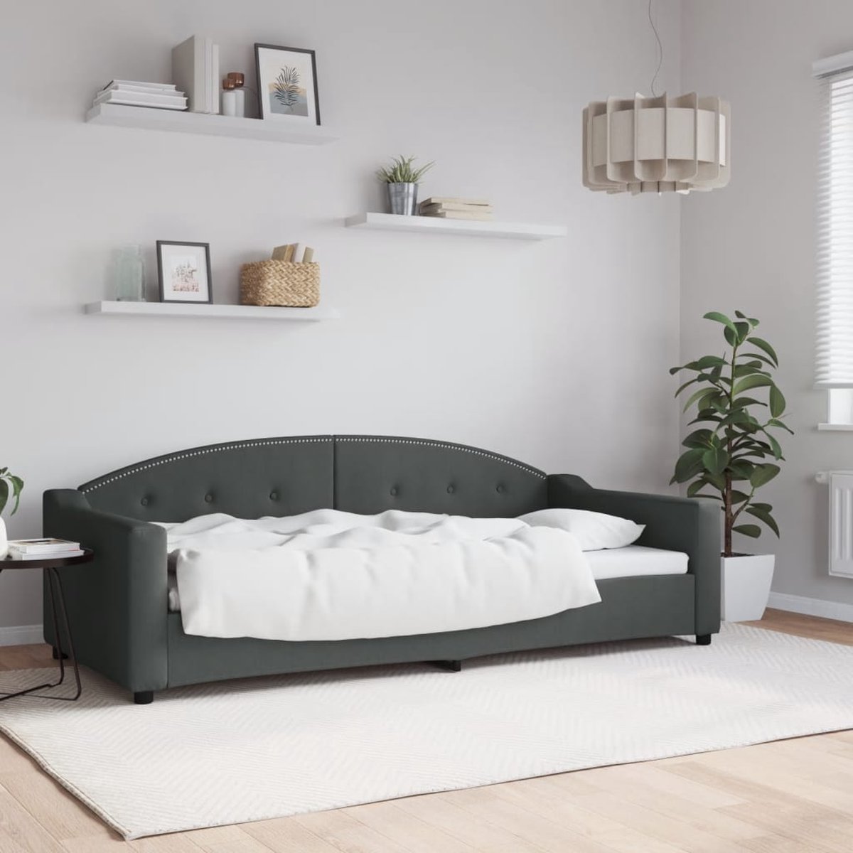 vidaXL Slaapbank - 90x200 - cm - stof - donkergrijs