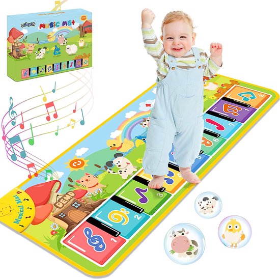 Lobyoh Tapis Musical Tapis de Piano pour Bébé, 4 Modes, 8 Instrumen