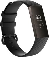 Shop4 - Geschikt voor Fitbit Charge 4 Bandje - Siliconen Zwart