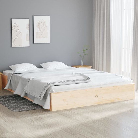 The Living Store Houten Bedframe - Grenenhout - 120 x 190 cm - Stabiel en Rustiek uitziend