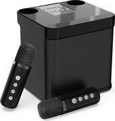 Karaoke Set Zwart met 2 draadloze microfoons - Draagbare Karaoke Speaker - Karaokeset voor Volwassenen en Kinderen - Karaoke microfoon bluetooth - Karaoke set voor TV - Kado - Cadeau