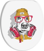 toiletbril met soft closing-mechanisme I Hoogwaardige houten toiletzitting I Toiletdeksel in verschillende motieven (Cool Dog)