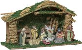 Fërie Lights & Christmas - Crèche de Noël avec 9 figurines de Noël - Porcelaine - 38x14,5x22,5 cm