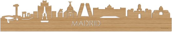 Skyline Madrid Bamboe hout - 80 cm - Woondecoratie - Wanddecoratie - Meer steden beschikbaar - Woonkamer idee - City Art - Steden kunst - Cadeau voor hem - Cadeau voor haar - Jubileum - Trouwerij - WoodWideCities