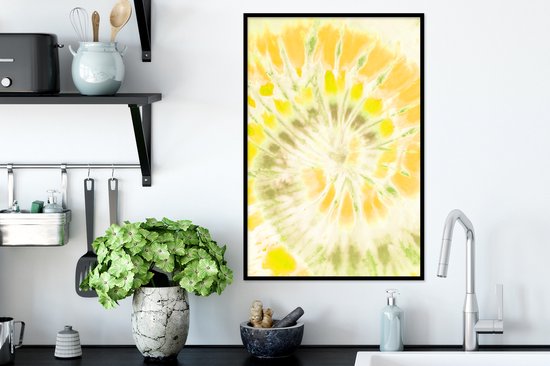 Fotolijst incl. Poster - Tie dye - Geel - Oranje - 40x60 cm - Posterlijst