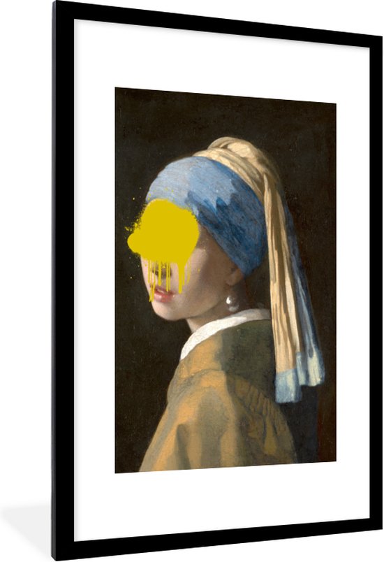 Fotolijst incl. Poster - Meisje met de parel - Johannes Vermeer - Verf - 60x90 cm - Posterlijst