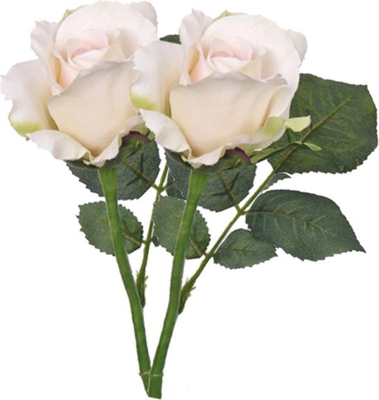 2x Zalm witte decoratie rozen 30 cm - set van 2 kunstrozen - Kunstbloemen/kunstplanten decoratie/wonen